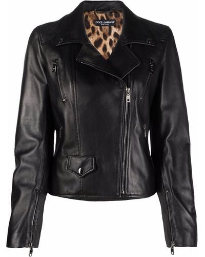 Dolce & Gabbana Veste de moto en cuir - Noir