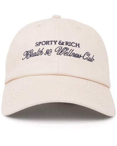 Sporty & Rich H&W Club Logo-Embroidered Cap - Natural