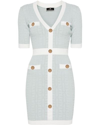 Elisabetta Franchi Monogram-Jacquard Mini Dress - White