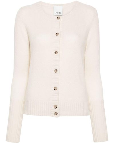 Allude belted-waist cable-knit cardigan - Neutrals