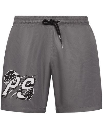 Philipp Plein Logo-print Swim Shorts - Grey