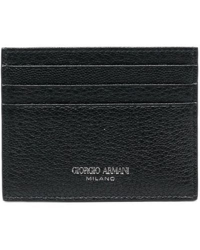 Giorgio Armani Grained-textured Leather Card Holder - Black