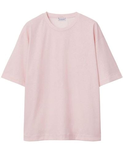 Burberry T-shirt en coton à imprimé graphique - Rose