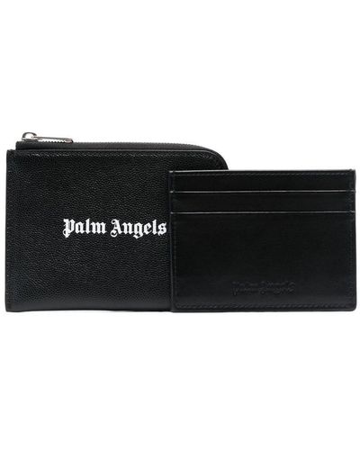 Palm Angels Portefeuille zippé à logo imprimé - Noir
