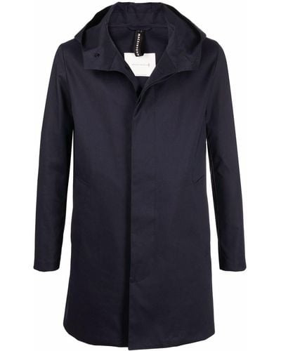 Mackintosh Hooded Single-breasted Coat - Blue