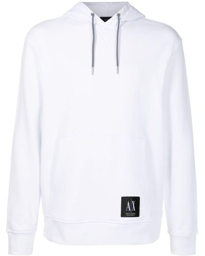 Armani Exchange Hoodie mit Logo-Patch - Weiß