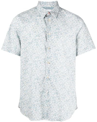 PS by Paul Smith Graphic-print Stretch-cotton Shirt - Blue
