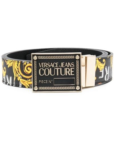 Versace Jeans Couture ロゴ レザーベルト - ブラック