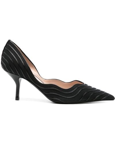 Giorgio Armani 65mm Striped Court Shoes - Black