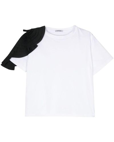 Parlor Plissé-appliqué Cotton T-shirt - Black