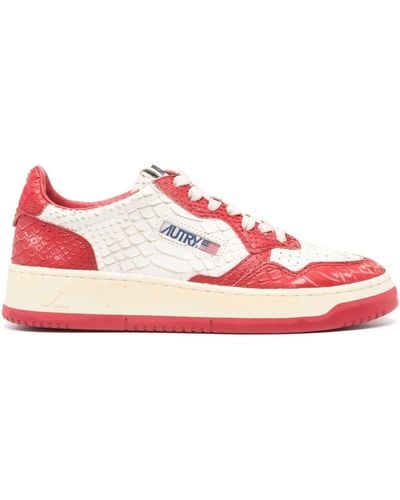 Autry Medalist Embossed Leather Trainers - Pink