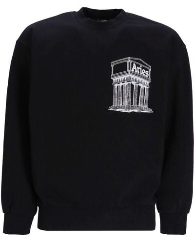 Aries Mega Temple Sweatshirt mit rundem Ausschnitt - Schwarz