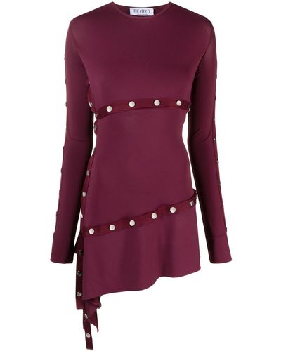 The Attico Stud-embellished Mini Dress - Women's - Polyamide/acetate/other Fibres - Purple