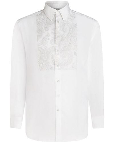 Etro Paisley-print Band Cotton Shirt - White