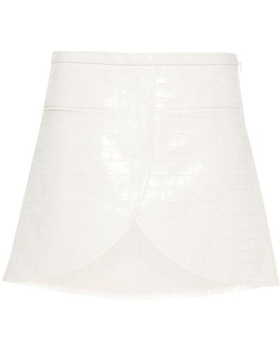 Courreges Ellipse Crocodile-effect Leather Mini Skirt - White