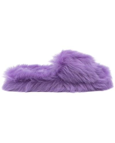 Bottega Veneta Faux-fur Slippers - Purple
