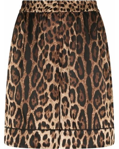 Dolce & Gabbana Shorts con estampado de leopardo - Marrón