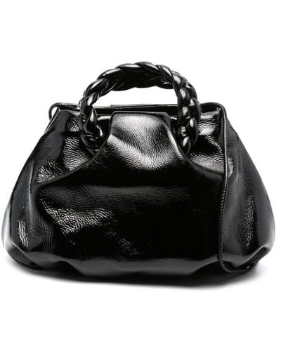 Hereu Bombon Glossy Leather Tote Bag - Black