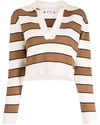 The Upside Ritual Celia Striped Cotton Sweater - White