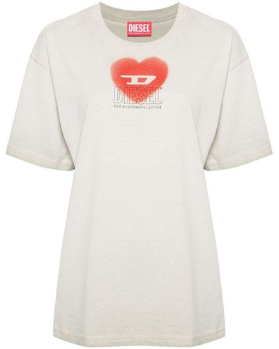 DIESEL T-buxt-n4 T-shirt Met Logoprint - Wit