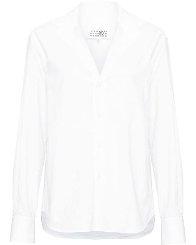 MM6 by Maison Martin Margiela V-neck cotton shirt - Weiß