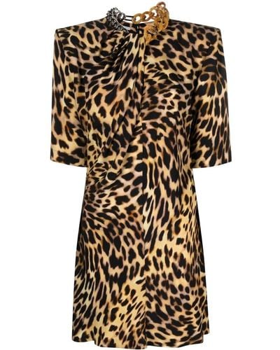 Stella McCartney Vestido con motivo de leopardo - Negro