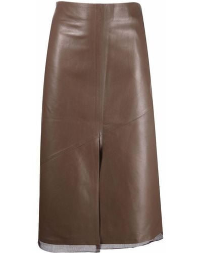Aeron Layered Straight Skirt - Brown