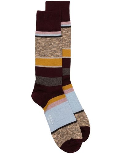 Paul Smith Stripe-pattern Cotton-blend Socks - White