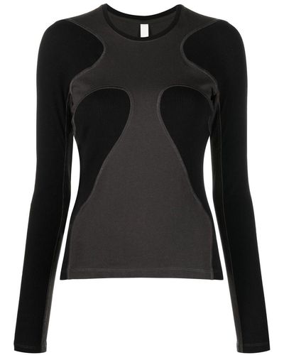 Dion Lee Ribbed Two-tone Long Sleeved Top - Black