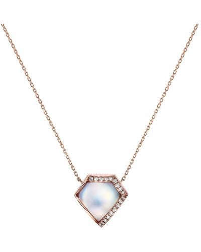 Tasaki 18kt Rose Gold M/g Faceted Pearl And Diamond Necklace - Pink