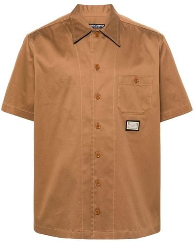 Dolce & Gabbana Logo-plaque Short-sleeved Shirt - Brown
