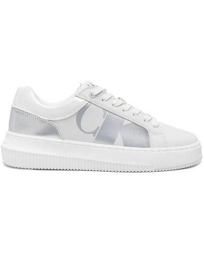 Calvin Klein Panelled Leather Trainers - White