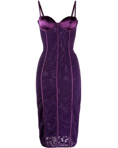 Fleur du Mal Bustier-style Fitted Midi Dress - Purple
