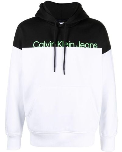 Calvin Klein Hoodie bicolore à logo imprimé - Noir