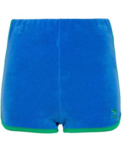 adidas Trefoil-logo Terry-cloth Shorts - Blue