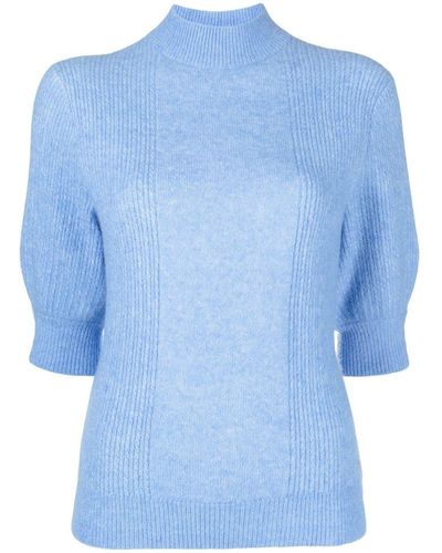Tommy Hilfiger High-neck Cropped-sleeve Sweater - Blue