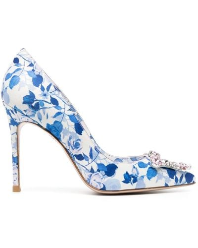 Sophia Webster Margaux Floral Satin Court Shoes - Blue
