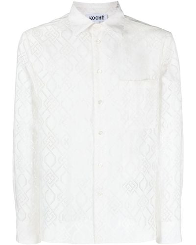 Koche Monogram-pattern Long-sleeve Shirt - White