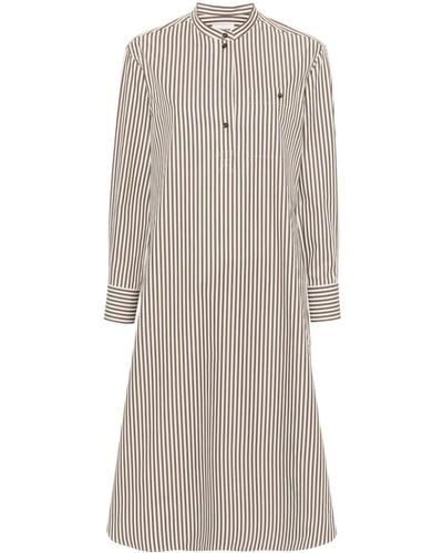Claudie Pierlot Striped Band-collar Midi Dress - Grey