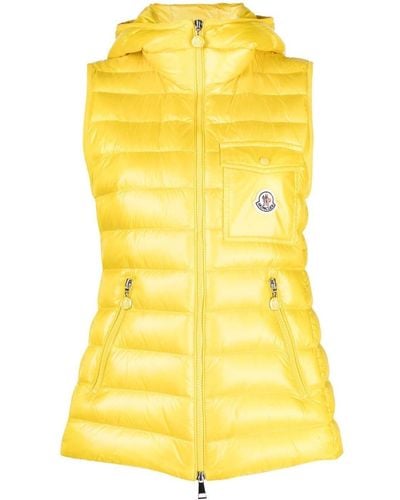 Moncler Glygos Hooded Quilted Gilet - Yellow