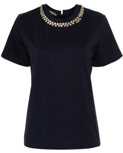 Alberta Ferretti ビジュートリム Tシャツ - ブラック