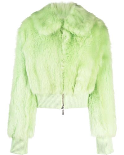 Blumarine Veste bomber en peau lainée - Vert