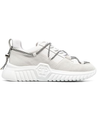 Philipp Plein Suede-panelling Low-top Sneakers - White