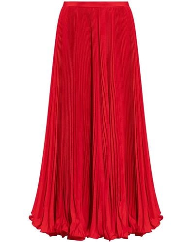 Balmain Long Pleated Skirt - Red