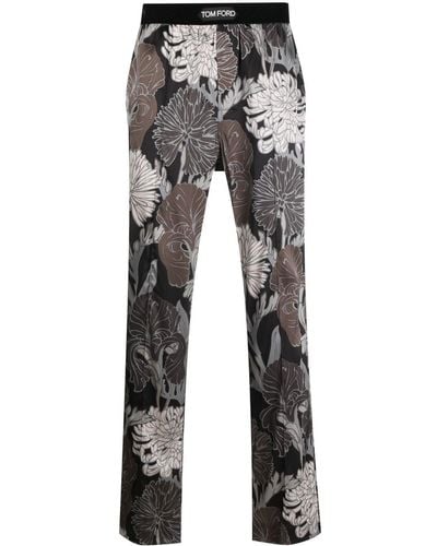 Tom Ford Pyjama-Hose mit abstraktem Print - Schwarz