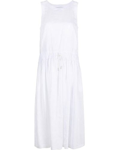 Fabiana Filippi Drawstring-waist Sleeveless Linen Midi Dress - White