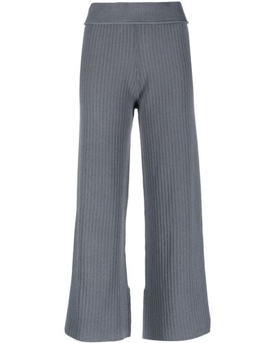 Rus Cropped Rib-knit Trousers - Grey
