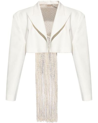 The Mannei Anette Fringed Cropped Blazer - White