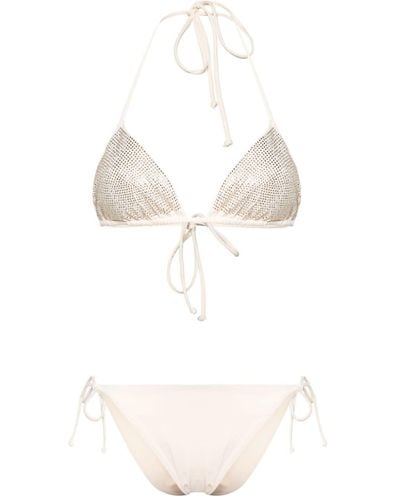 Mc2 Saint Barth Rhinestoned Triangle Bikini - White