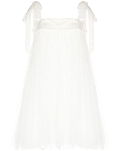Amsale Tulle-overlay Short Dress - White
